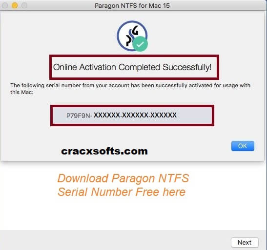 serial number paragon ntfs for mac 15